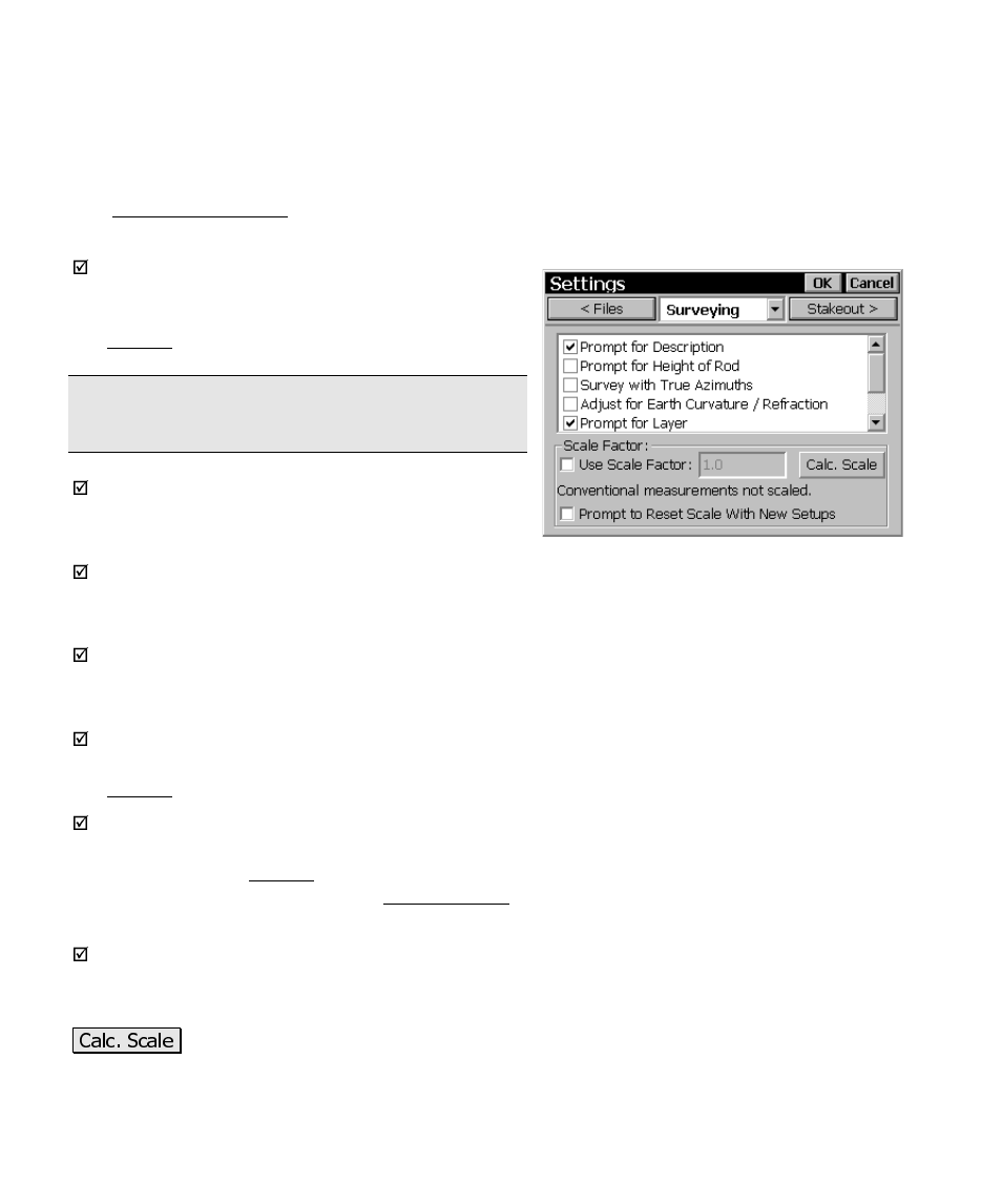 Surveying settings | Spectra Precision Survey Pro CE v3.6 User Manual User Manual | Page 189 / 407