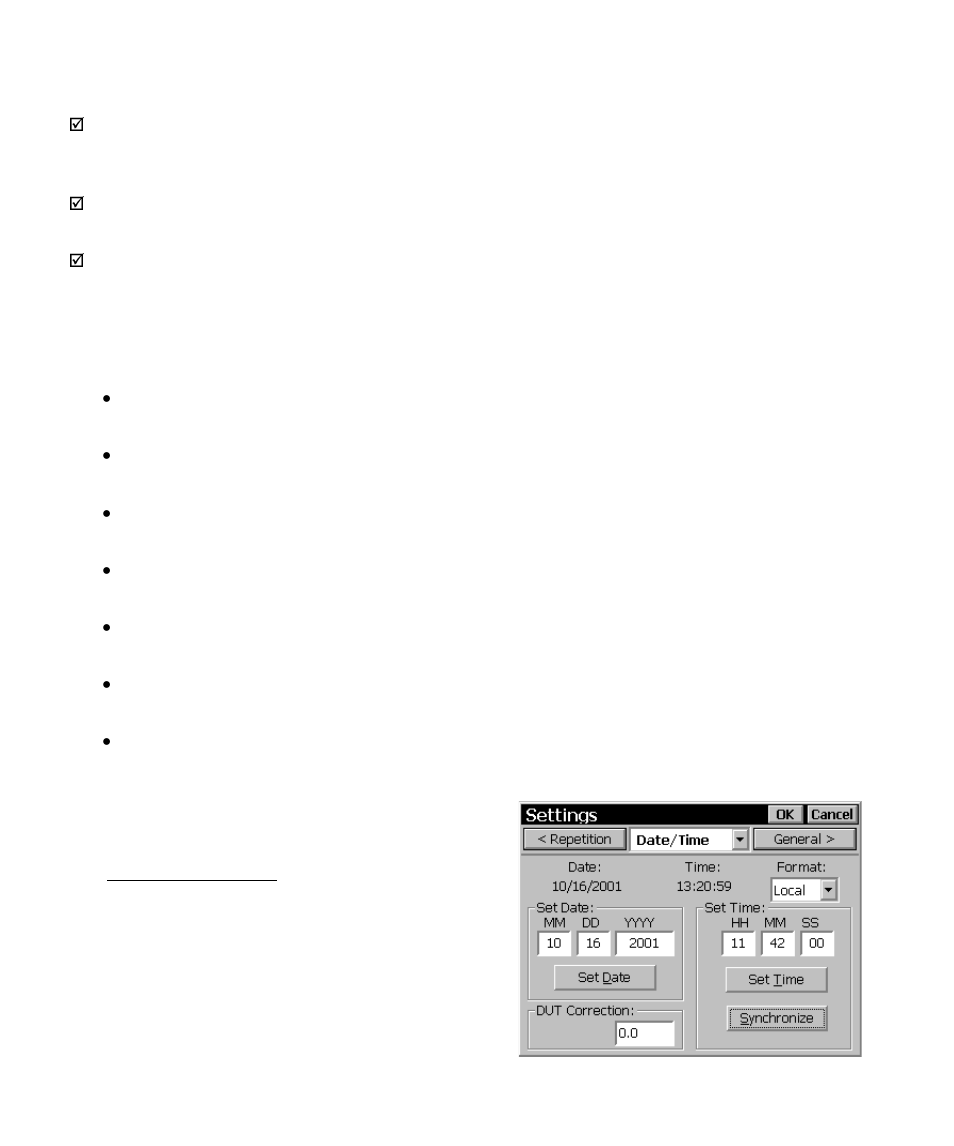 Date/time settings | Spectra Precision Survey Pro CE v3.6 User Manual User Manual | Page 193 / 407