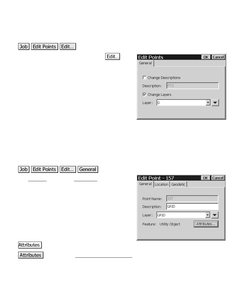 Edit points – (multiple point editing), Edit point – general | Spectra Precision Survey Pro CE v3.6 User Manual User Manual | Page 197 / 407