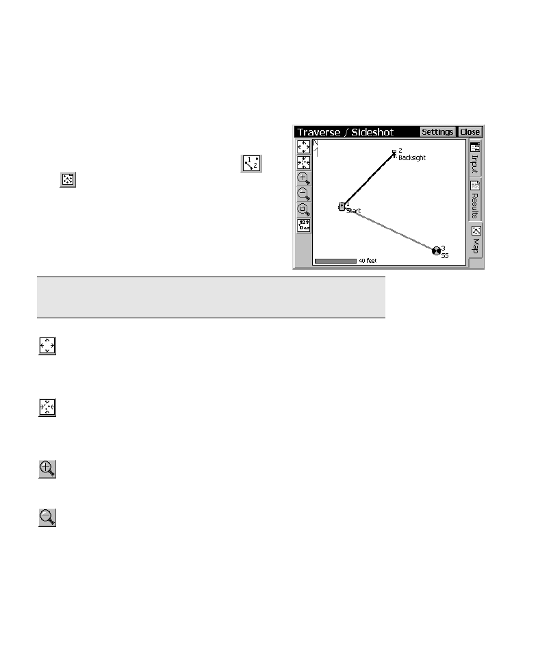 The map view, Zoom extents button, Zoom preview button | Zoom in button, Zoom out button | Spectra Precision Survey Pro CE v3.6 User Manual User Manual | Page 20 / 407