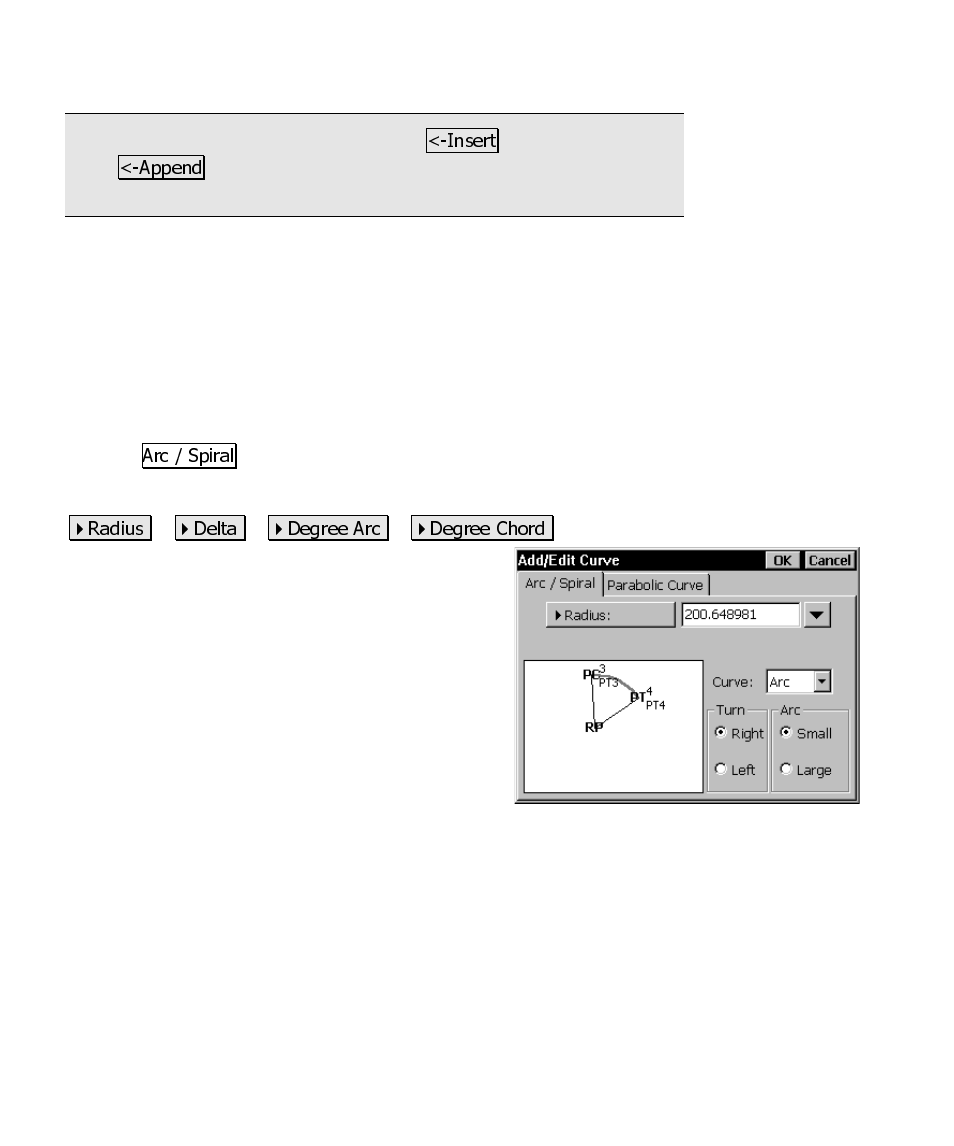 Screen four – add/edit curve, Adding a horizontal curve | Spectra Precision Survey Pro CE v3.6 User Manual User Manual | Page 203 / 407