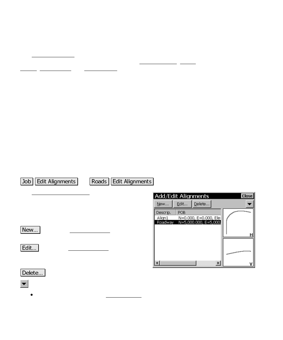 Edit alignments, Add / edit alignments | Spectra Precision Survey Pro CE v3.6 User Manual User Manual | Page 205 / 407