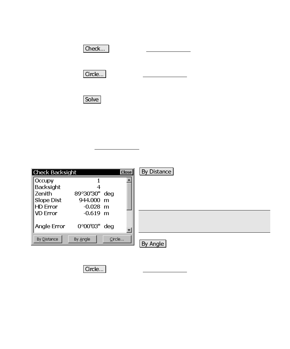 Check backsight dialog box | Spectra Precision Survey Pro CE v3.6 User Manual User Manual | Page 230 / 407