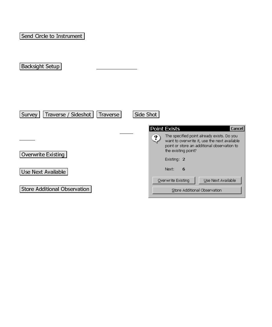 Point exists dialog box | Spectra Precision Survey Pro CE v3.6 User Manual User Manual | Page 235 / 407