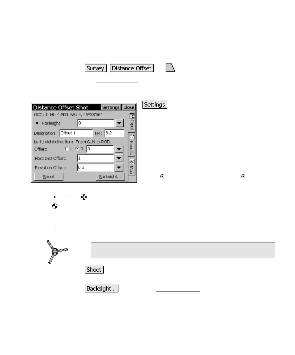 Distance offset shot | Spectra Precision Survey Pro CE v3.6 User Manual User Manual | Page 240 / 407