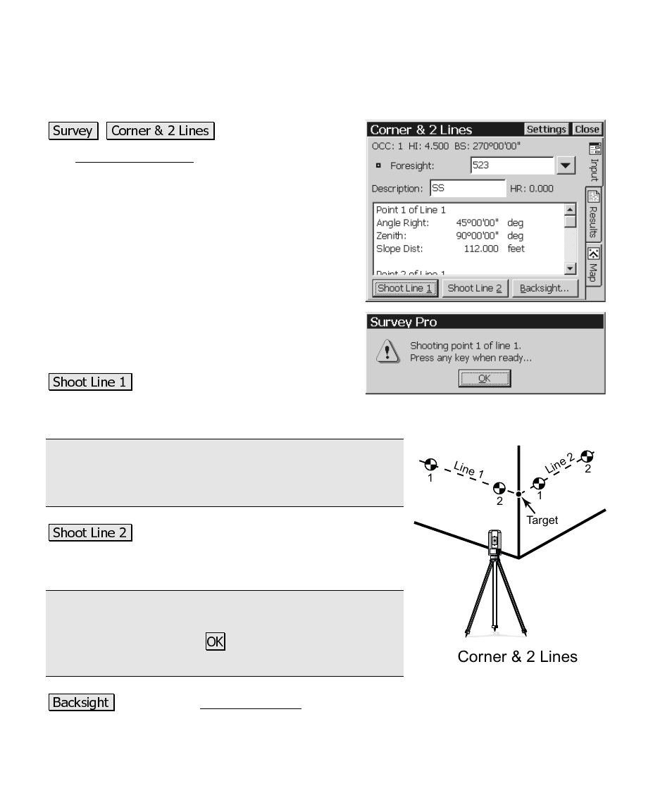 Corner & 2 lines | Spectra Precision Survey Pro CE v3.6 User Manual User Manual | Page 245 / 407