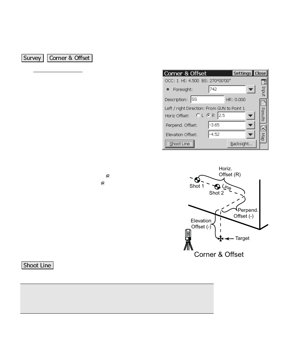 Corner & offset | Spectra Precision Survey Pro CE v3.6 User Manual User Manual | Page 247 / 407