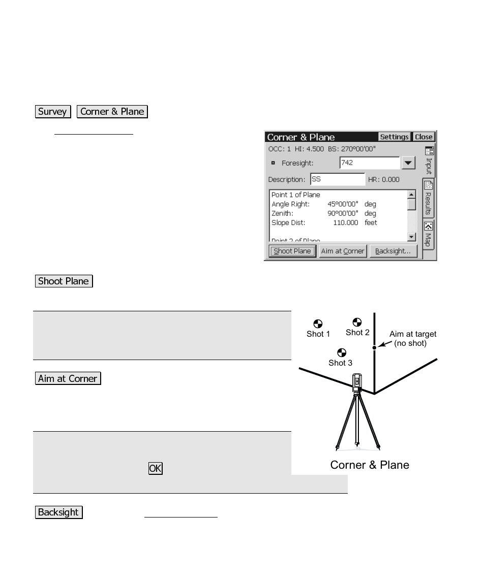 Corner & plane | Spectra Precision Survey Pro CE v3.6 User Manual User Manual | Page 249 / 407