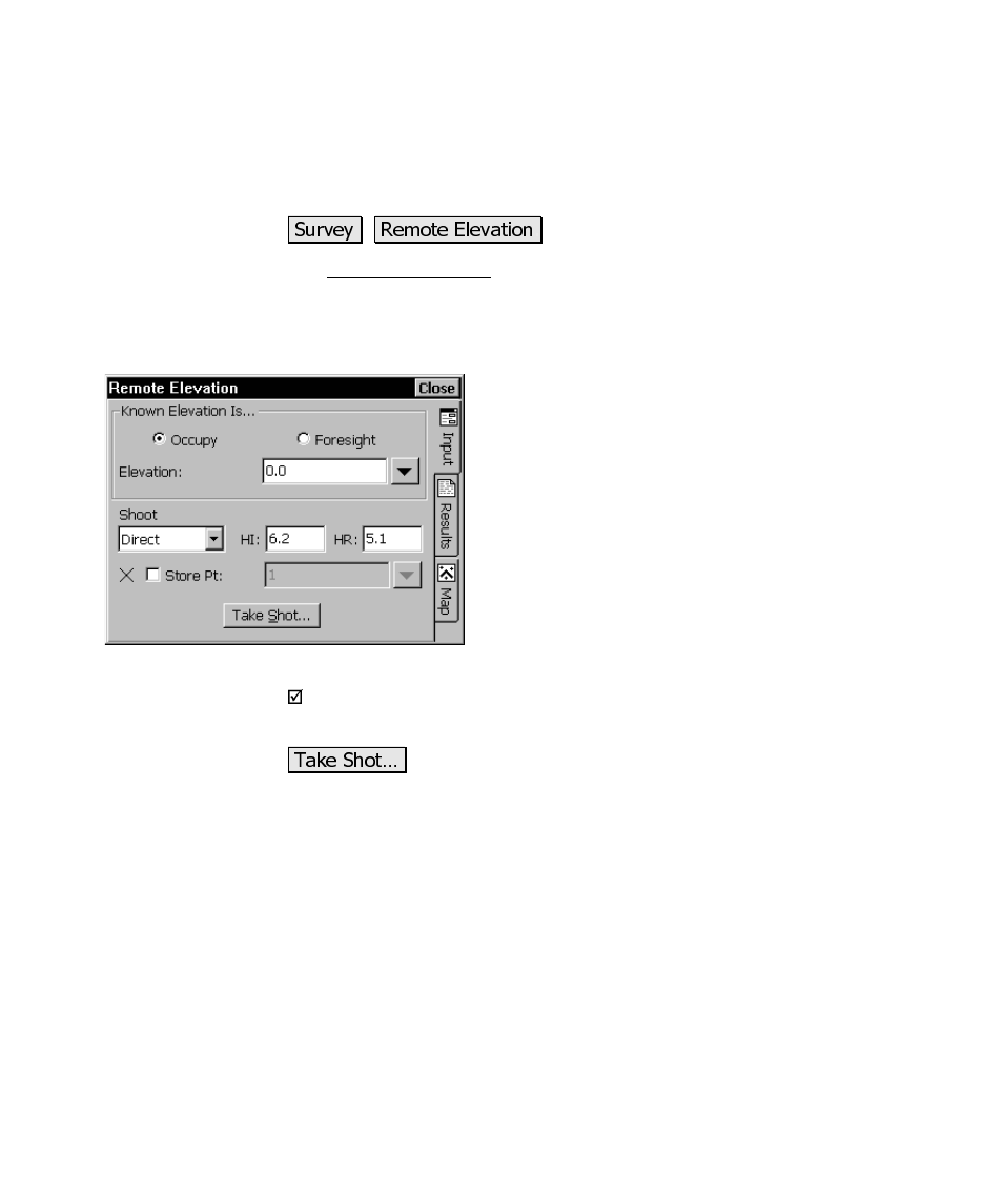 Remote elevation, Results | Spectra Precision Survey Pro CE v3.6 User Manual User Manual | Page 254 / 407