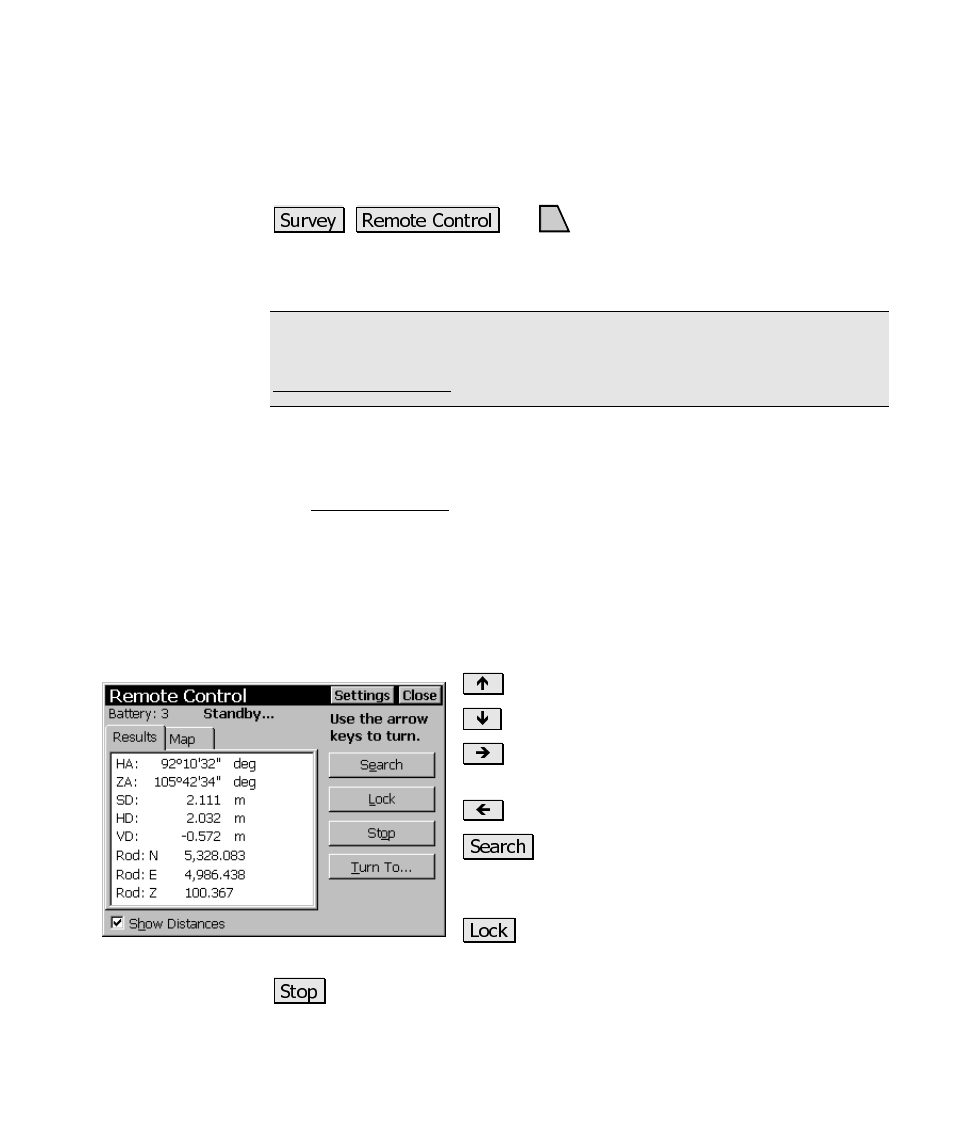 Remote control | Spectra Precision Survey Pro CE v3.6 User Manual User Manual | Page 260 / 407