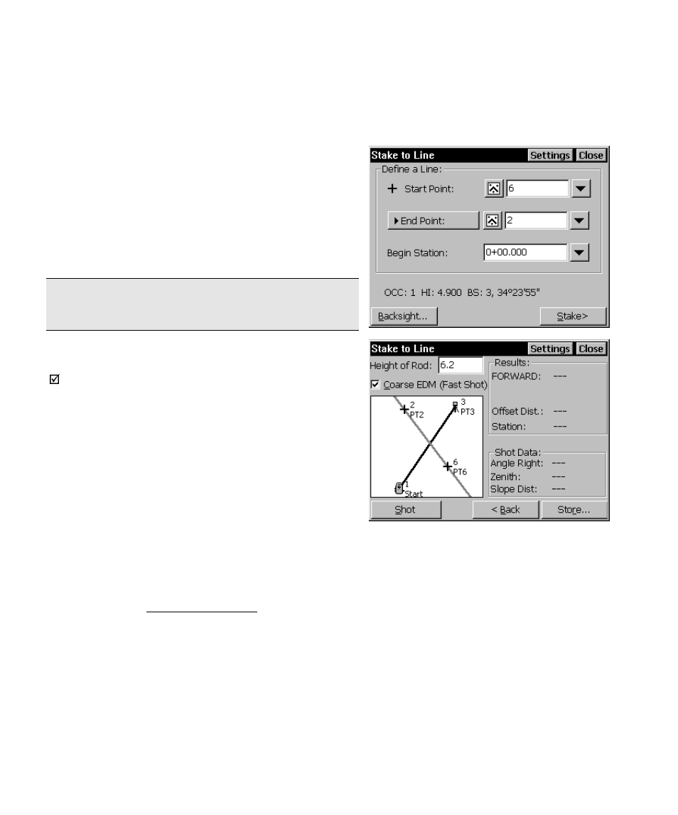 Stake to line – screen two | Spectra Precision Survey Pro CE v3.6 User Manual User Manual | Page 271 / 407