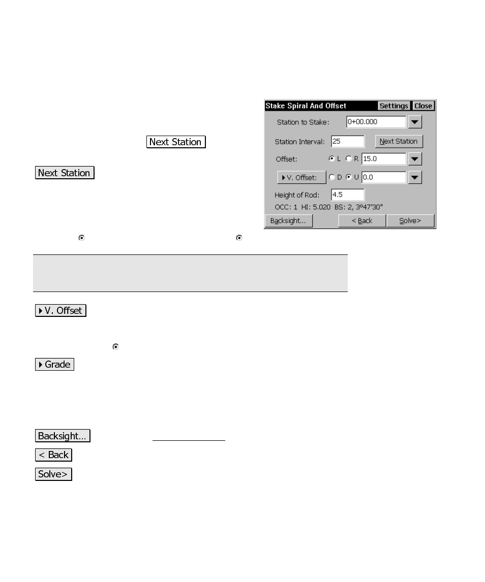 Stake spiral and offset – screen two | Spectra Precision Survey Pro CE v3.6 User Manual User Manual | Page 293 / 407