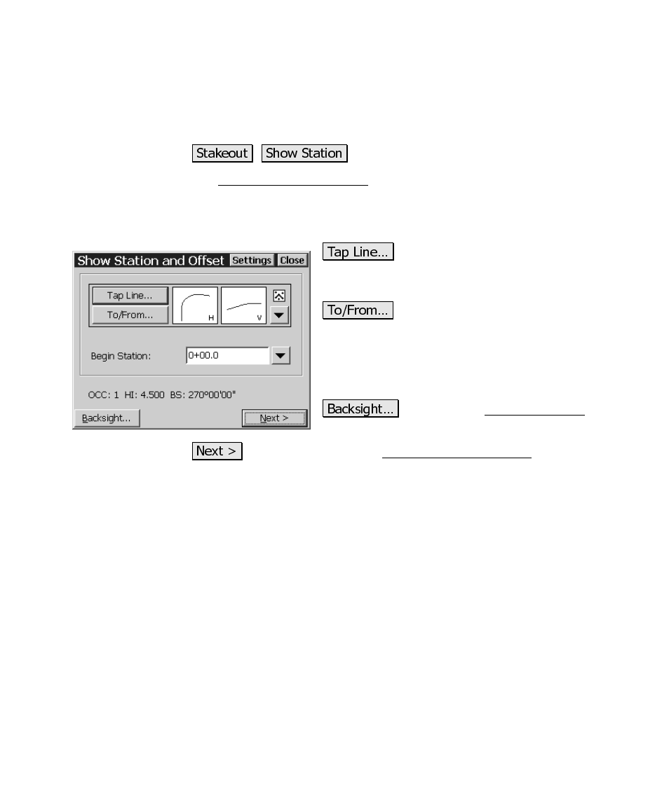 Show station and offset | Spectra Precision Survey Pro CE v3.6 User Manual User Manual | Page 296 / 407