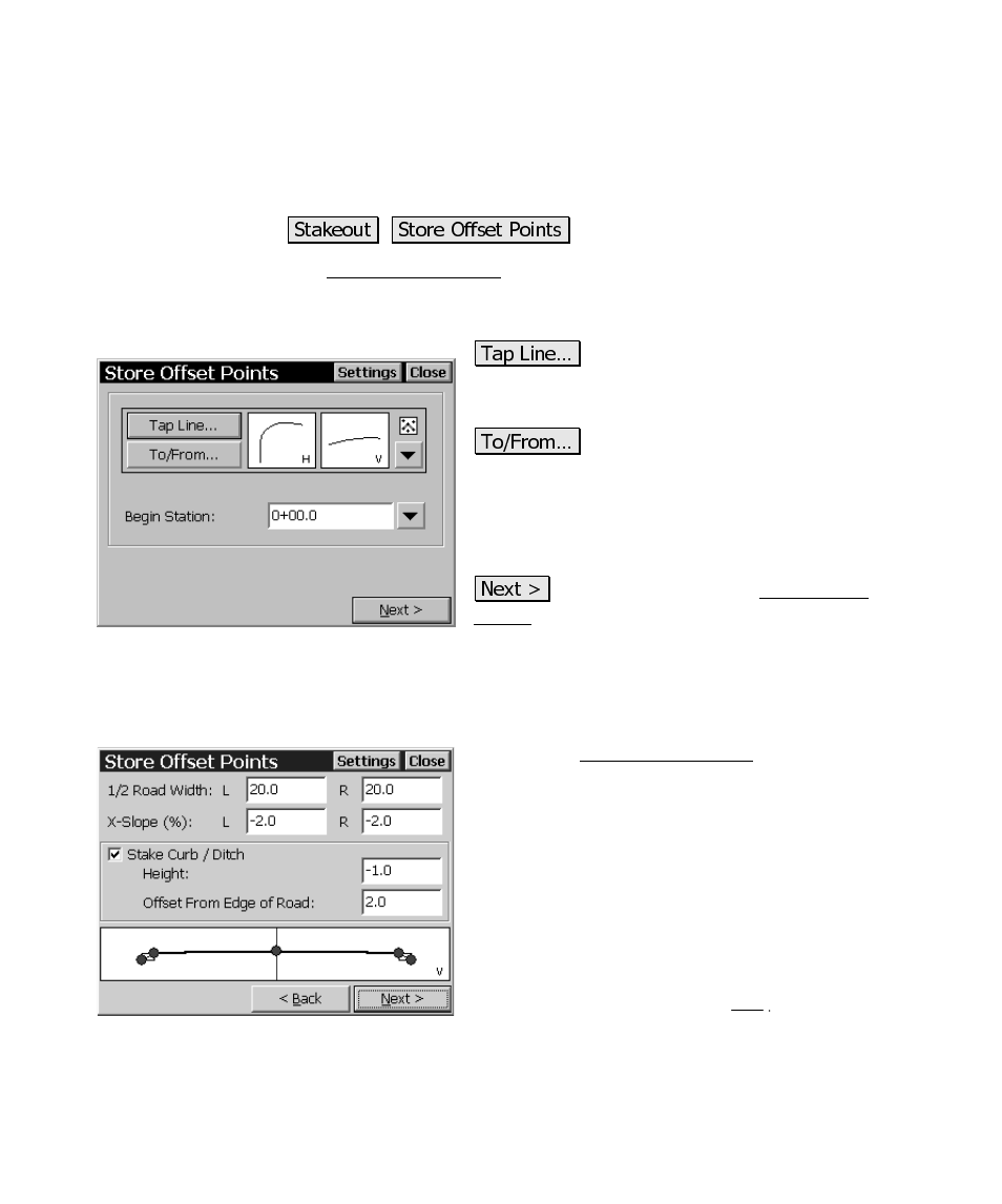 Store offset points, Store offset points – screen two | Spectra Precision Survey Pro CE v3.6 User Manual User Manual | Page 298 / 407