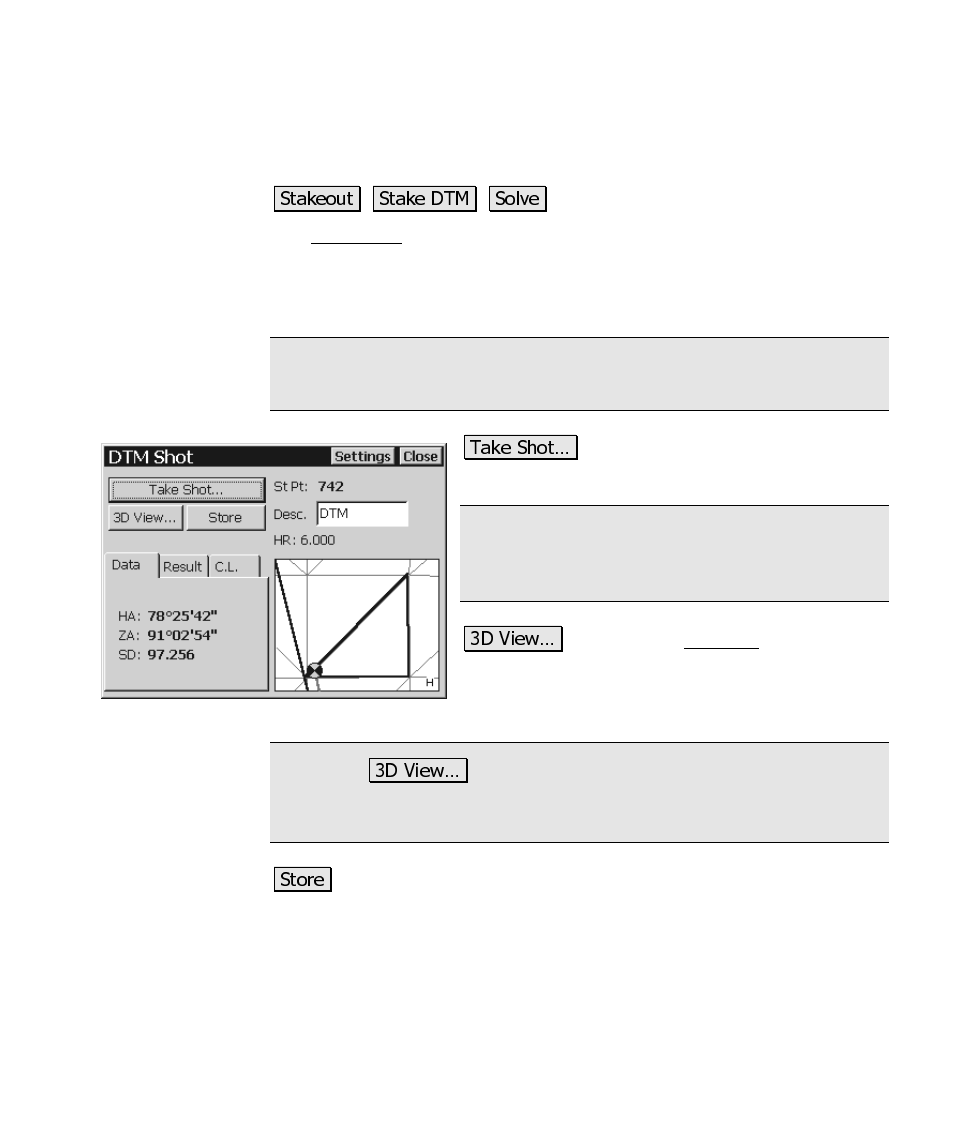 Dtm shot | Spectra Precision Survey Pro CE v3.6 User Manual User Manual | Page 304 / 407