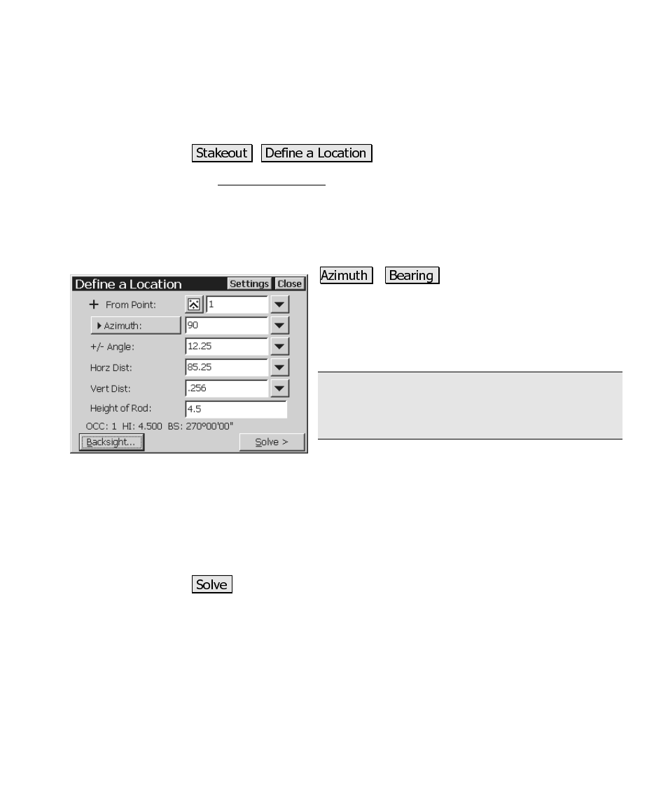 Define a location | Spectra Precision Survey Pro CE v3.6 User Manual User Manual | Page 306 / 407