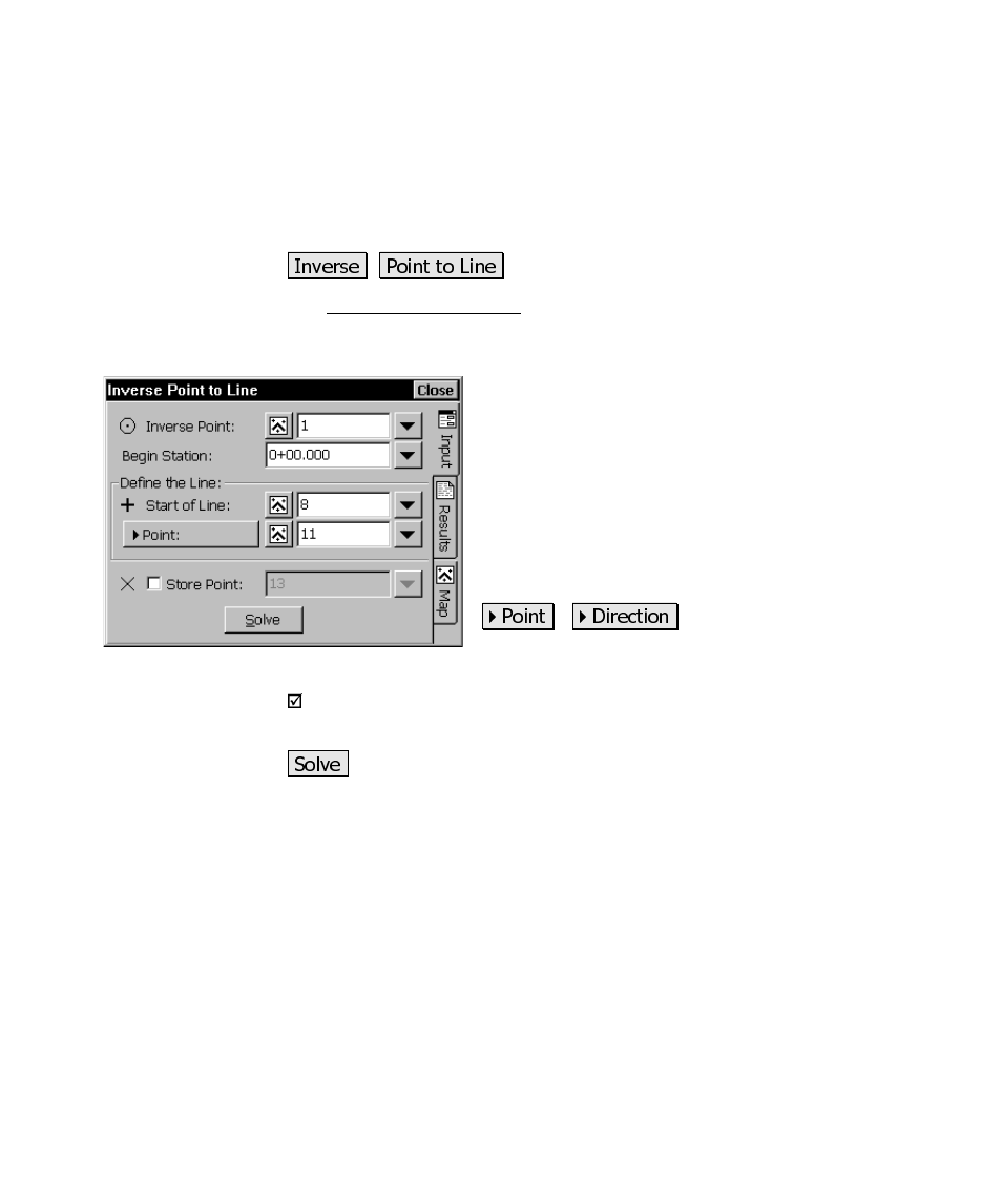 Inverse point to line, Results | Spectra Precision Survey Pro CE v3.6 User Manual User Manual | Page 312 / 407
