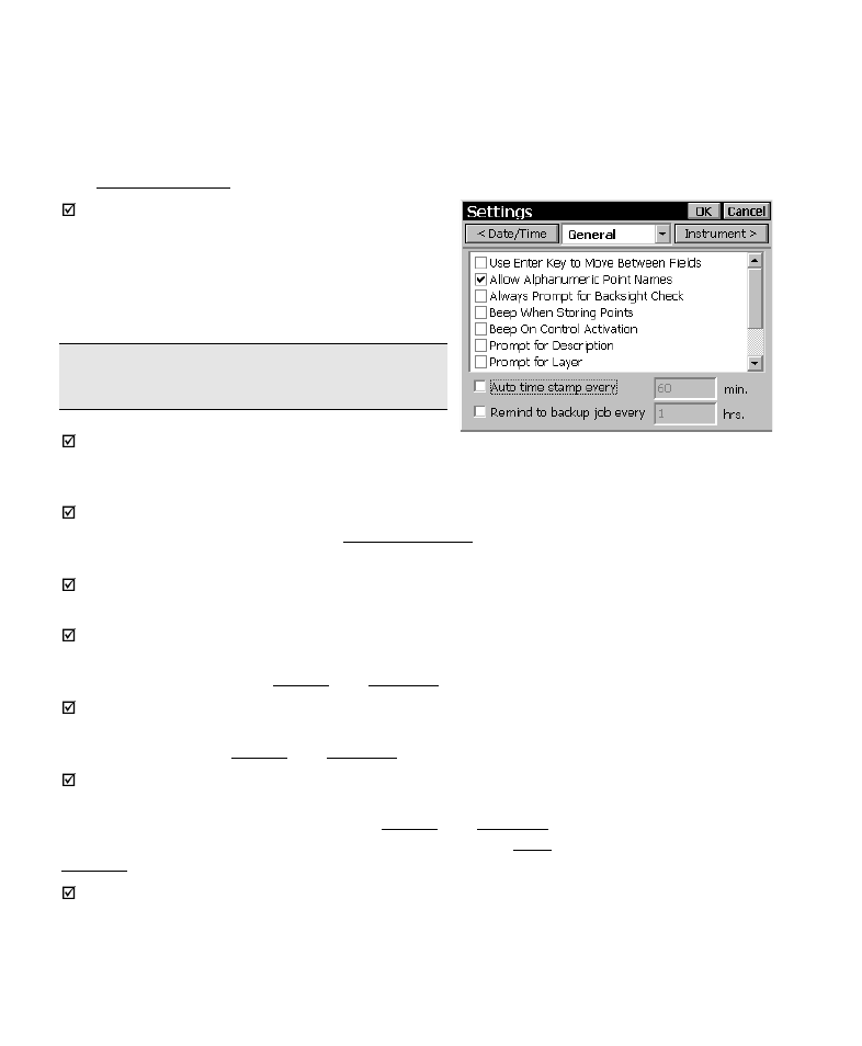 General settings | Spectra Precision Survey Pro CE v3.6 User Manual User Manual | Page 32 / 407