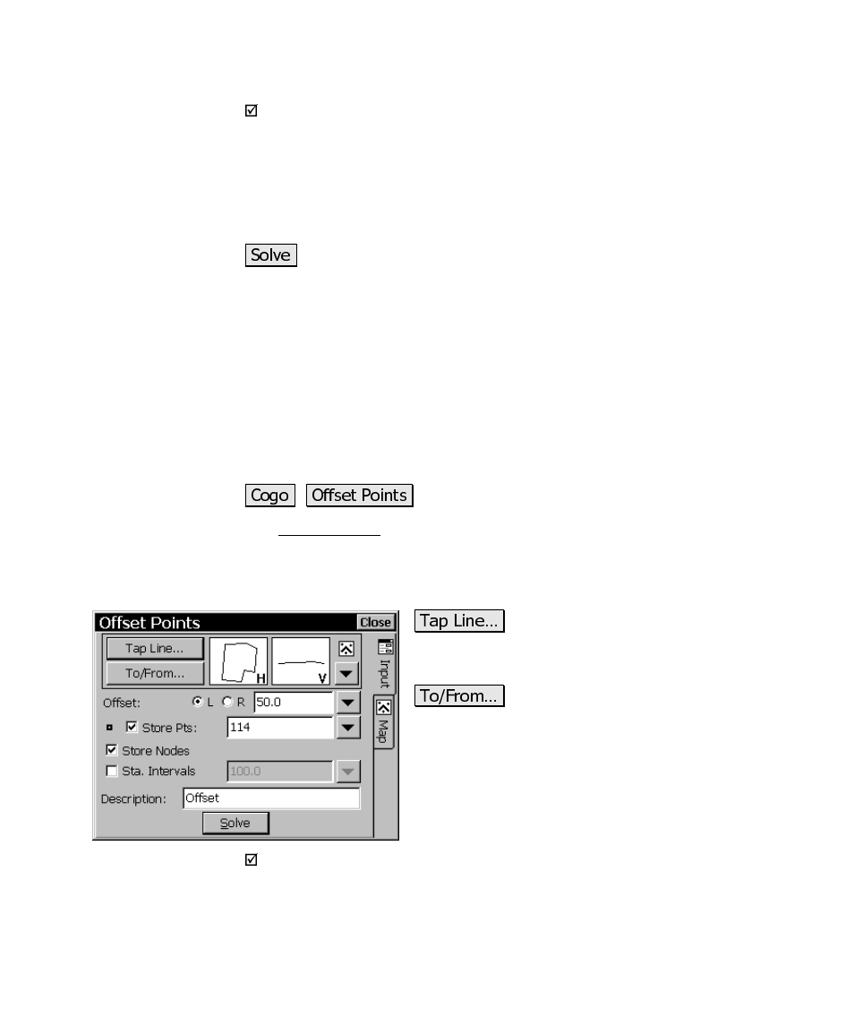 Offset points | Spectra Precision Survey Pro CE v3.6 User Manual User Manual | Page 322 / 407