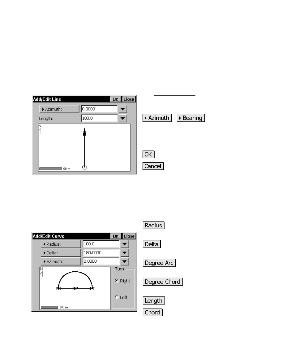 Add / edit line, Add / edit curve | Spectra Precision Survey Pro CE v3.6 User Manual User Manual | Page 328 / 407