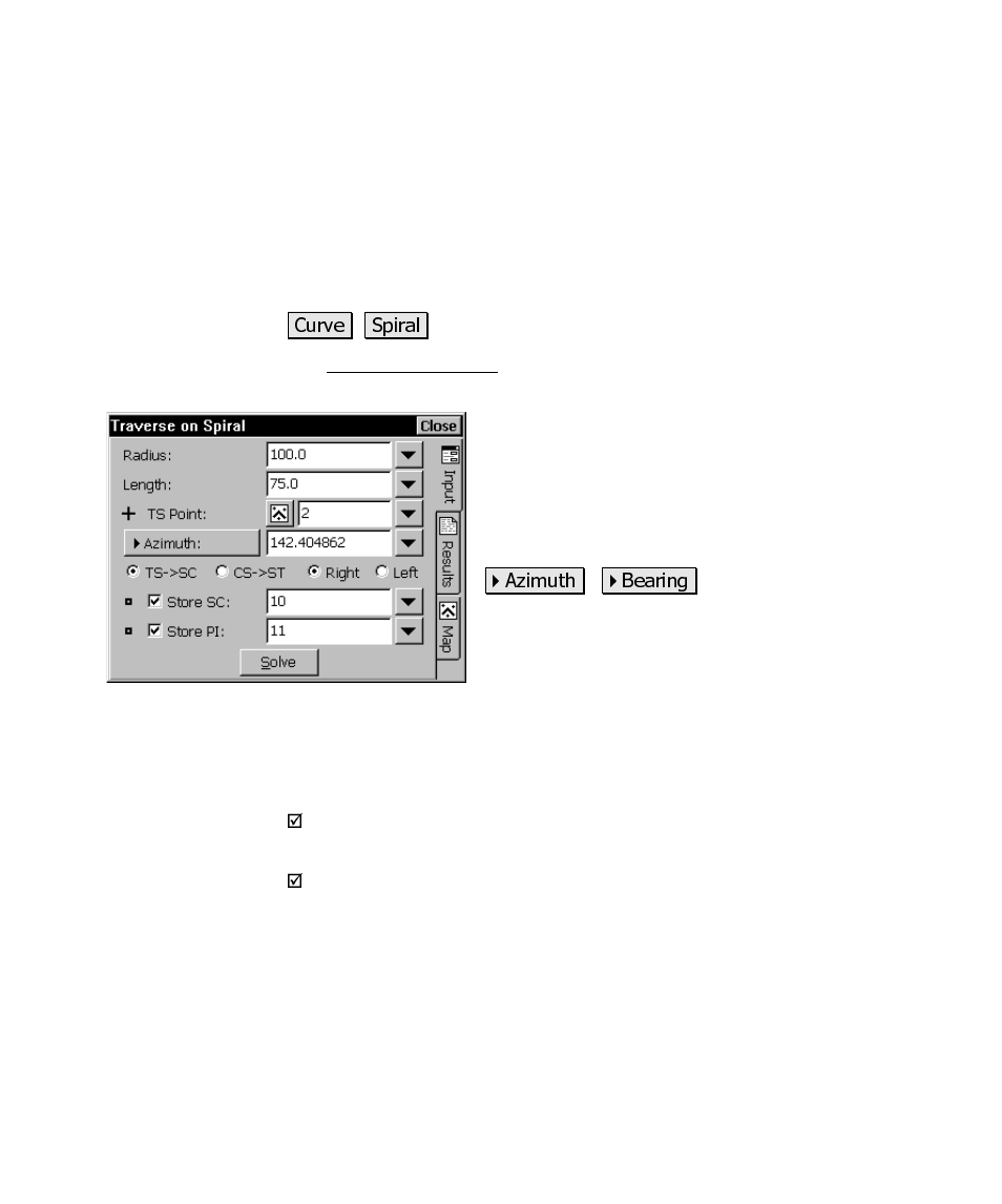 Traverse on spiral, Results | Spectra Precision Survey Pro CE v3.6 User Manual User Manual | Page 356 / 407