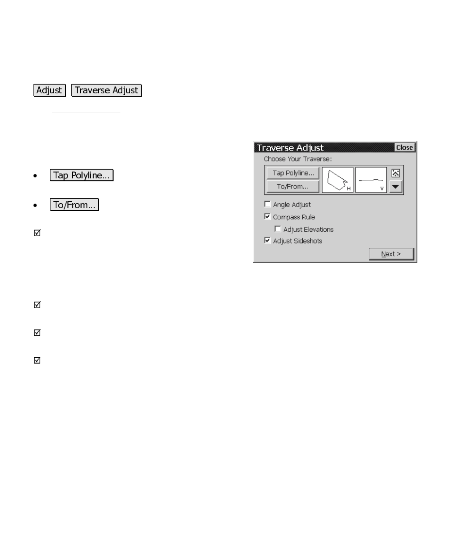 Traverse adjust | Spectra Precision Survey Pro CE v3.6 User Manual User Manual | Page 389 / 407