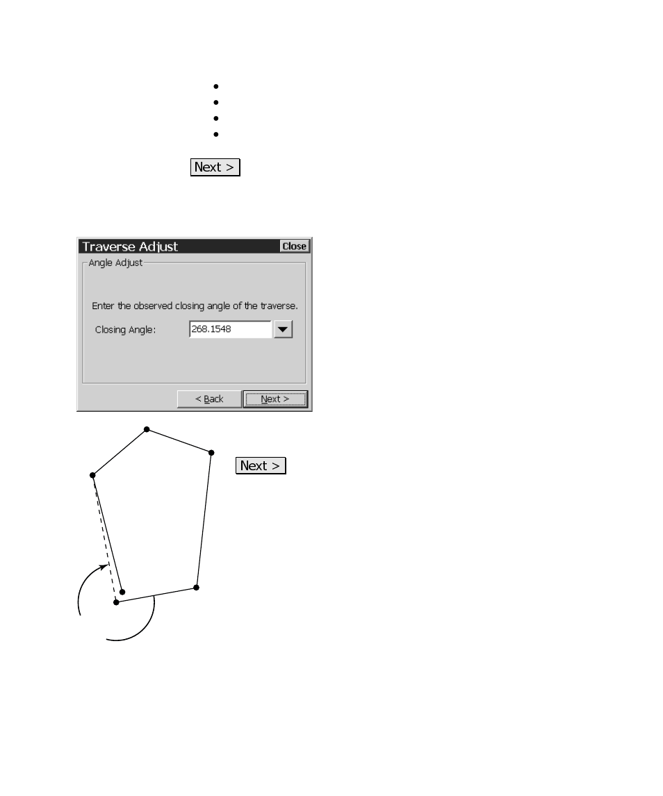 Traverse adjust – angle adjustment | Spectra Precision Survey Pro CE v3.6 User Manual User Manual | Page 390 / 407