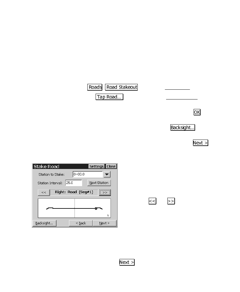 Staking the road | Spectra Precision Survey Pro CE v3.6 User Manual User Manual | Page 89 / 407