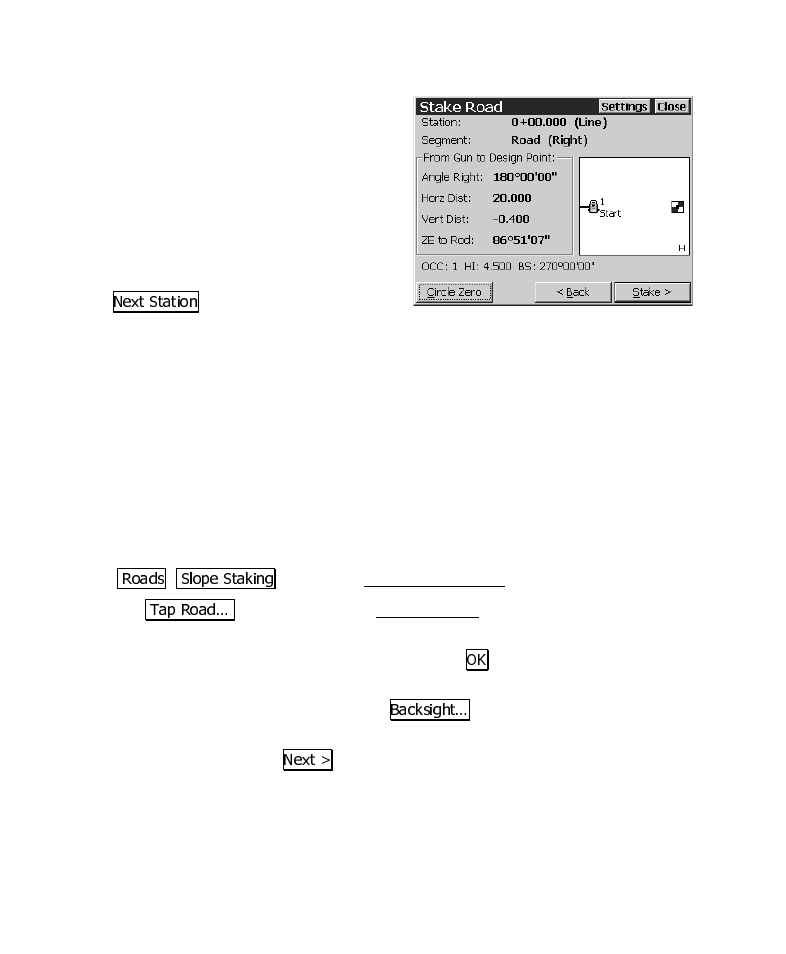 Slope staking the road | Spectra Precision Survey Pro CE v3.6 User Manual User Manual | Page 90 / 407