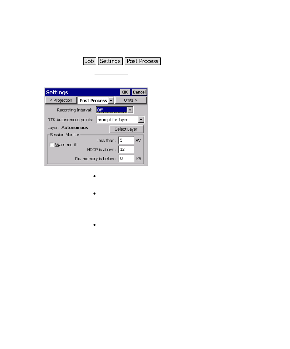 Post process settings | Spectra Precision Survey Pro CE v3.60 GPS User Manual User Manual | Page 106 / 187