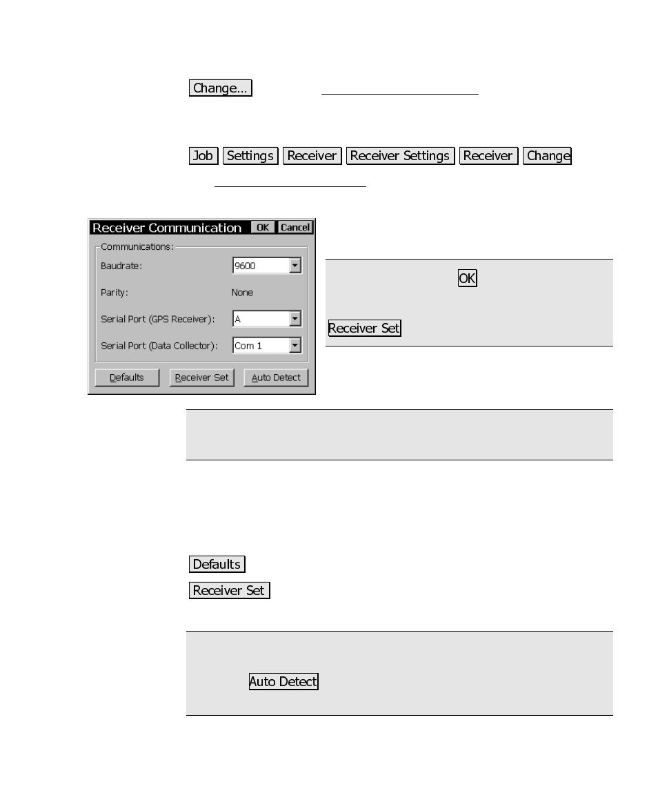 Receiver communication screen | Spectra Precision Survey Pro CE v3.60 GPS User Manual User Manual | Page 108 / 187