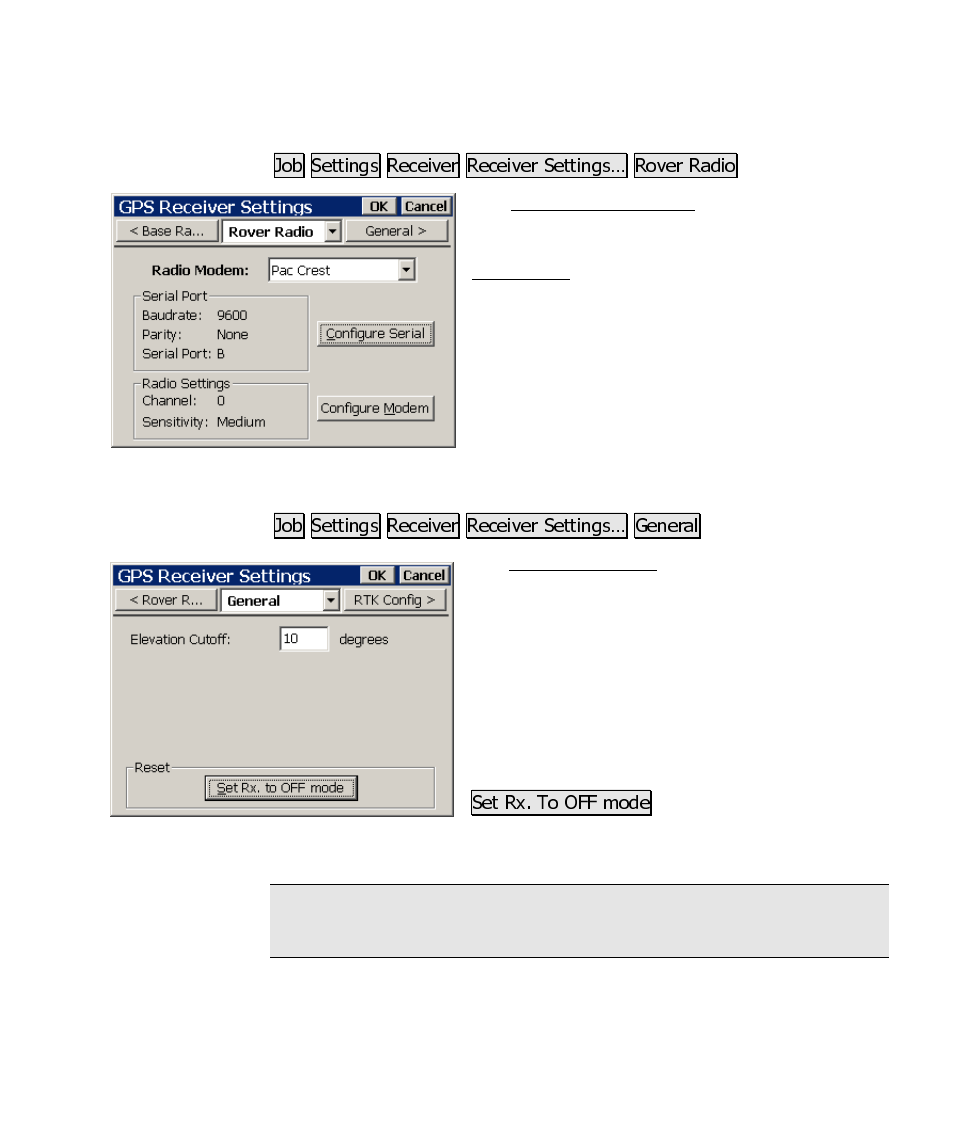 Rover radio settings, General settings | Spectra Precision Survey Pro CE v3.60 GPS User Manual User Manual | Page 112 / 187