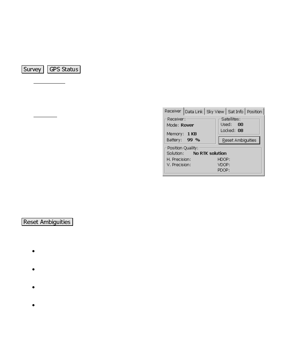 Gps status, Receiver | Spectra Precision Survey Pro CE v3.60 GPS User Manual User Manual | Page 115 / 187