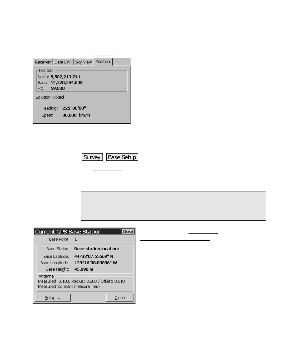 Base setup, Position | Spectra Precision Survey Pro CE v3.60 GPS User Manual User Manual | Page 118 / 187