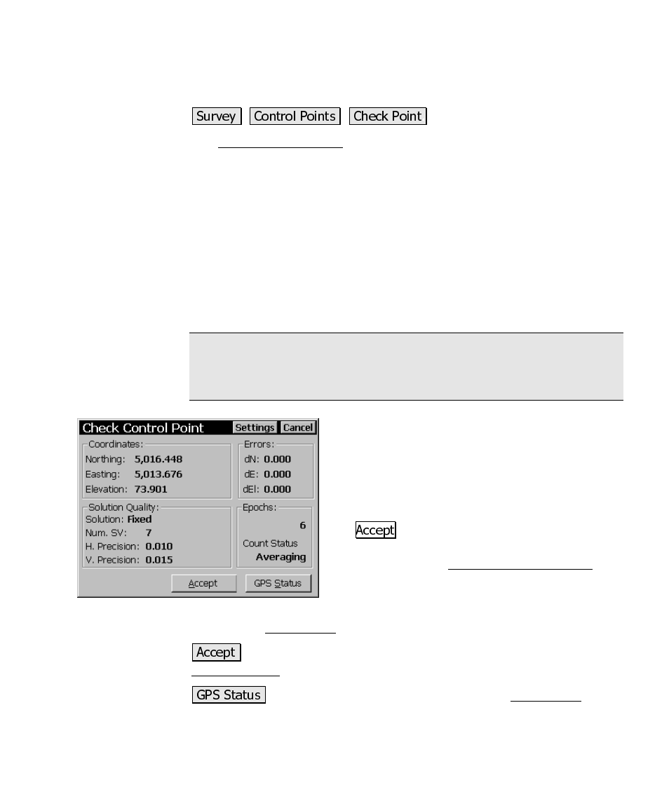 Check control point screen | Spectra Precision Survey Pro CE v3.60 GPS User Manual User Manual | Page 126 / 187