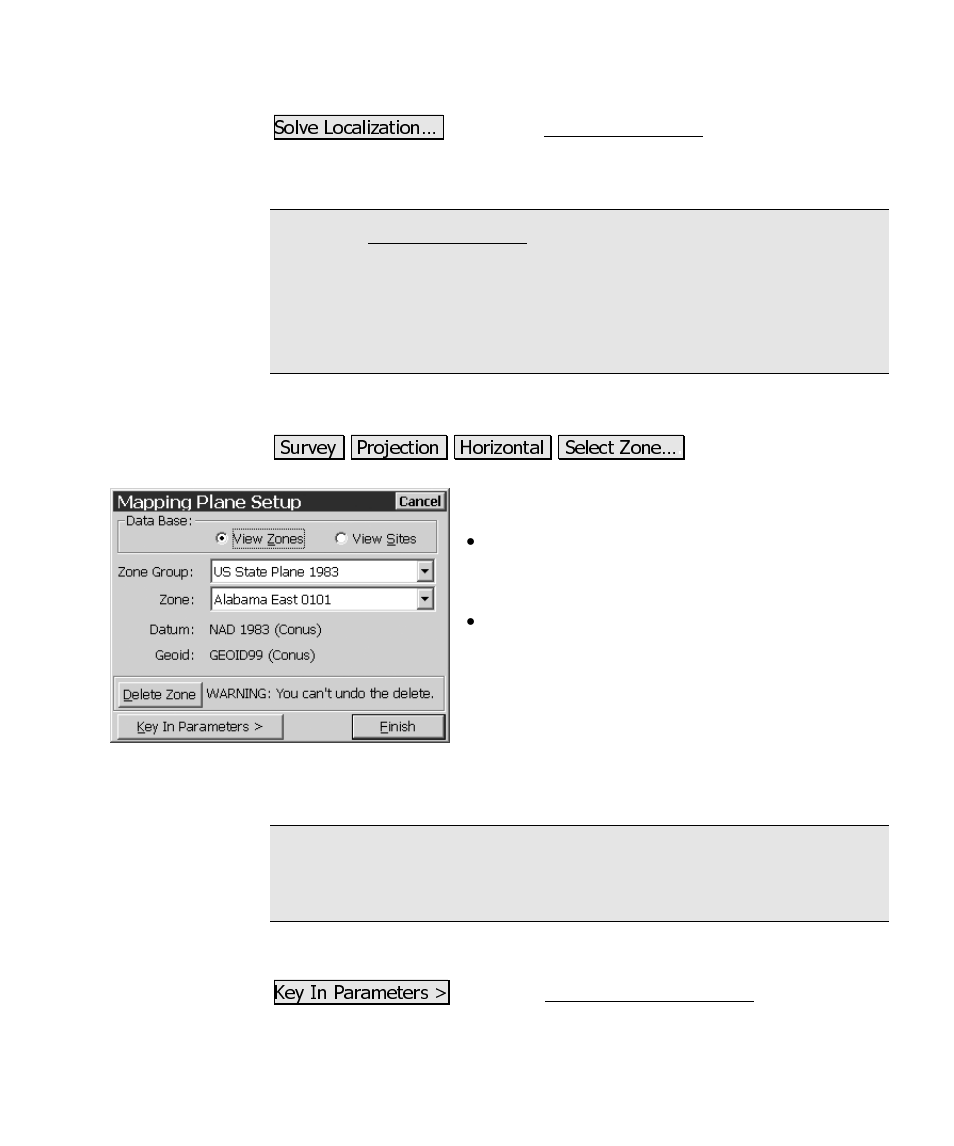 Horizontal mapping plane setup | Spectra Precision Survey Pro CE v3.60 GPS User Manual User Manual | Page 134 / 187