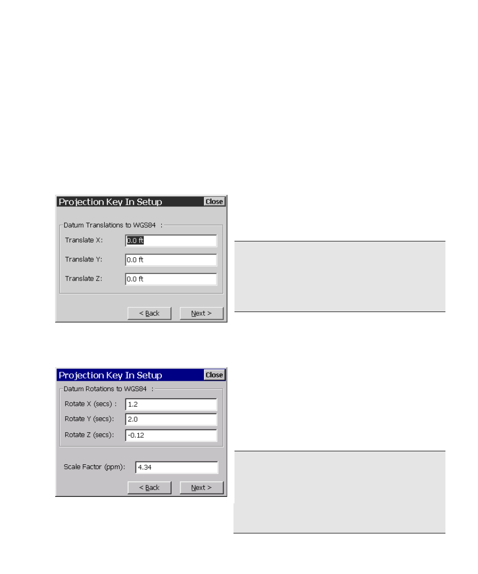 Projection key in setup - datum translation | Spectra Precision Survey Pro CE v3.60 GPS User Manual User Manual | Page 138 / 187