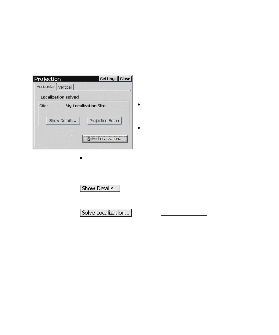 Ground - tds localization | Spectra Precision Survey Pro CE v3.60 GPS User Manual User Manual | Page 140 / 187