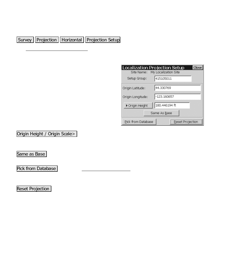 Localization projection setup | Spectra Precision Survey Pro CE v3.60 GPS User Manual User Manual | Page 141 / 187