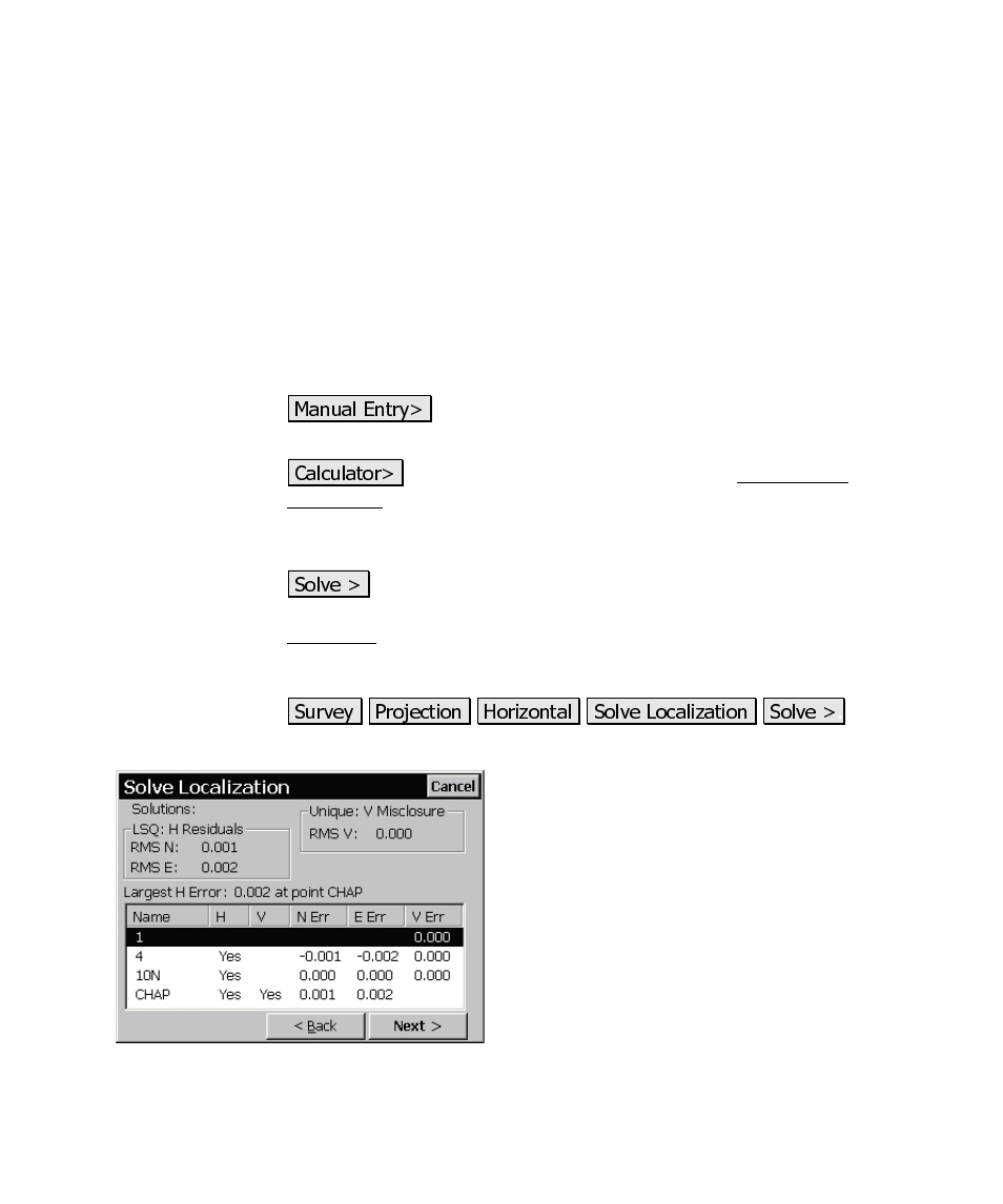 Solve localization – residuals | Spectra Precision Survey Pro CE v3.60 GPS User Manual User Manual | Page 144 / 187