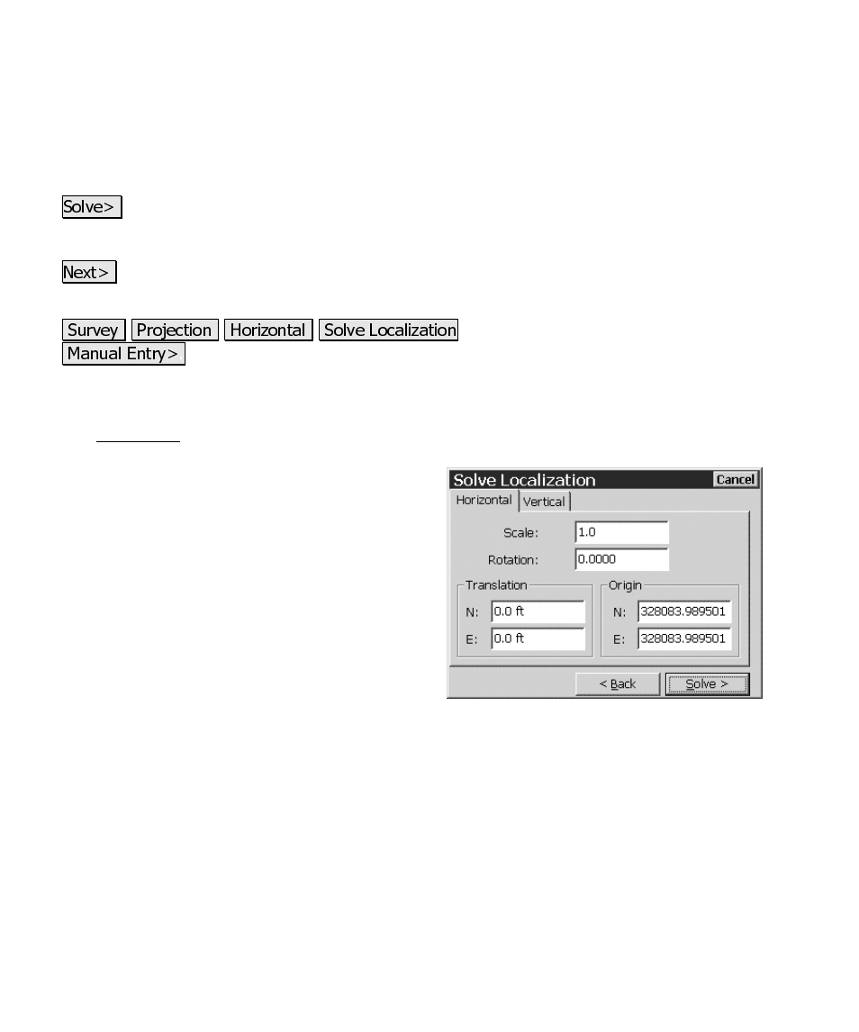 Solve localization – manual parameters | Spectra Precision Survey Pro CE v3.60 GPS User Manual User Manual | Page 145 / 187