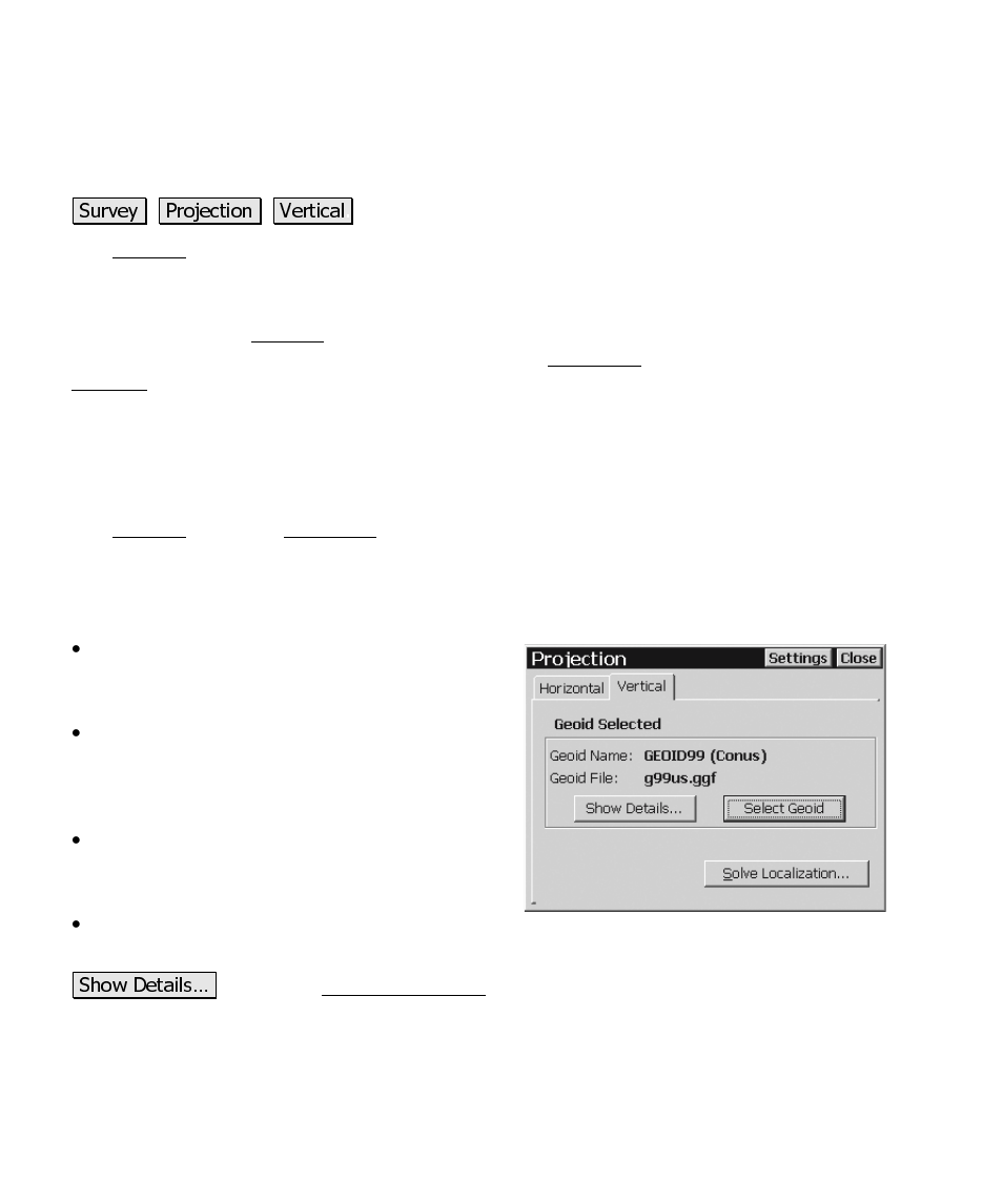 Vertical card, Localization (+geoid) | Spectra Precision Survey Pro CE v3.60 GPS User Manual User Manual | Page 151 / 187