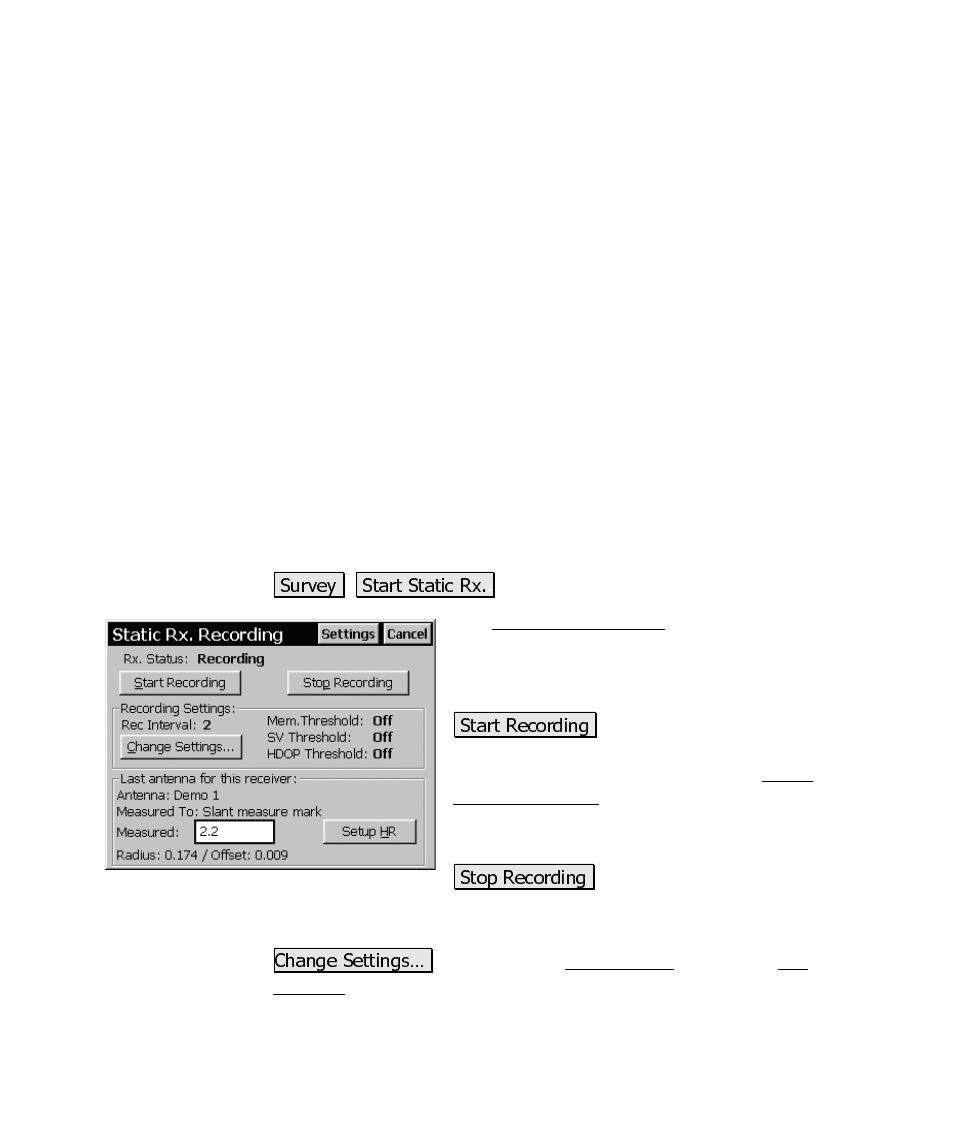 Start static rx | Spectra Precision Survey Pro CE v3.60 GPS User Manual User Manual | Page 164 / 187