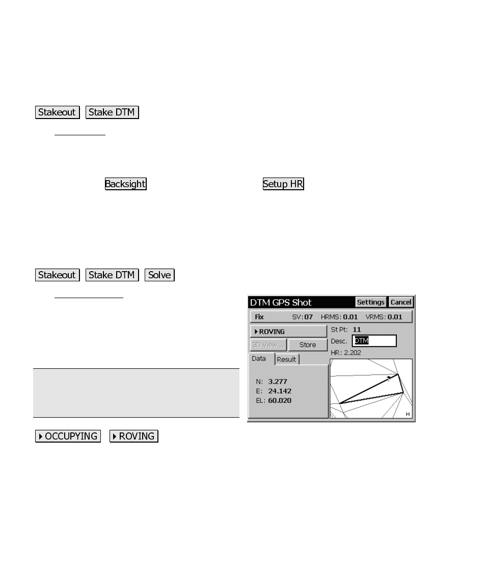 Stake dtm, Dtm gps shot | Spectra Precision Survey Pro CE v3.60 GPS User Manual User Manual | Page 181 / 187