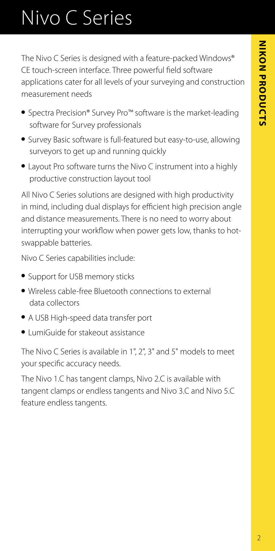 Nivo c series, Nik o n pr oduc ts | Spectra Precision Nikon Catalog Combined User Manual | Page 5 / 28