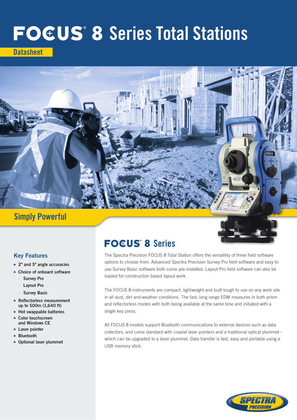 Spectra Precision FOCUS 8 User Manual | 2 pages