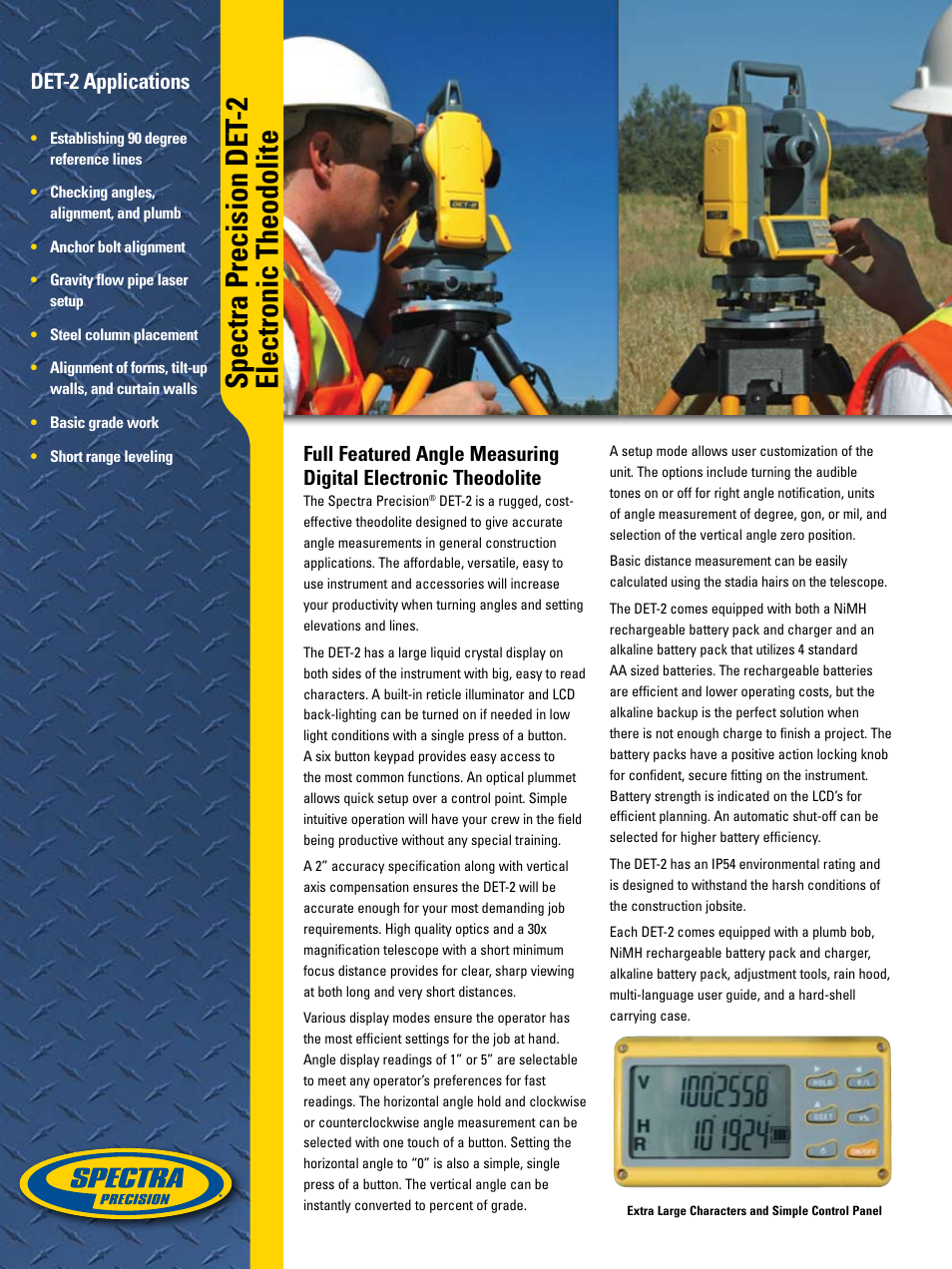 Spectra Precision DET-2 Theodolite User Manual | 2 pages