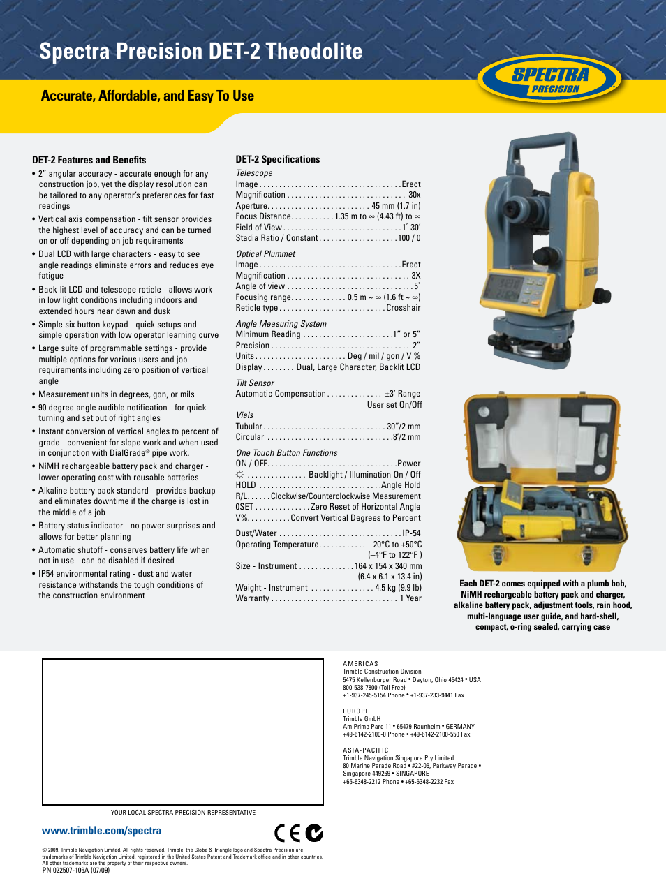 Spectra precision det-2 theodolite, Accurate, affordable, and easy to use | Spectra Precision DET-2 Theodolite User Manual | Page 2 / 2
