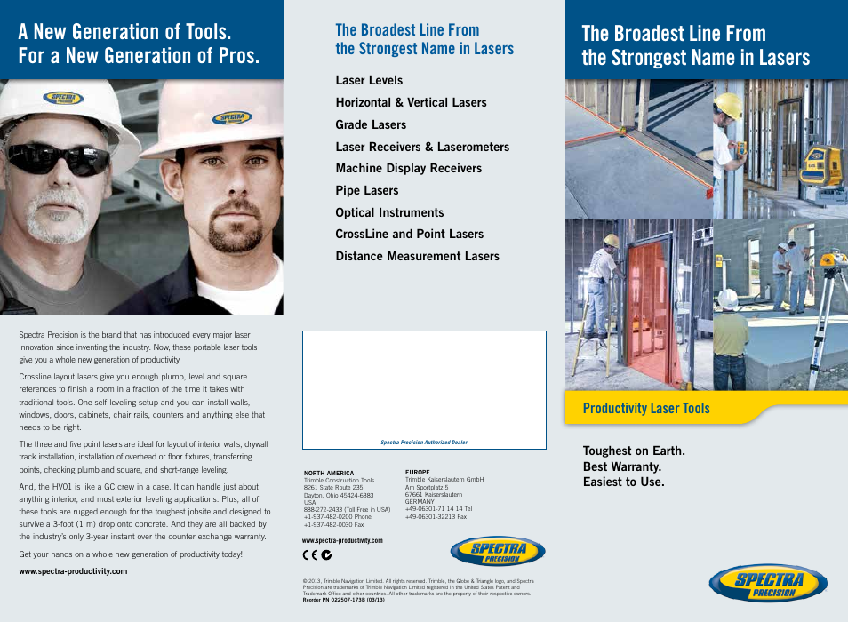 Spectra Precision LT20 Line Laser User Manual | 2 pages
