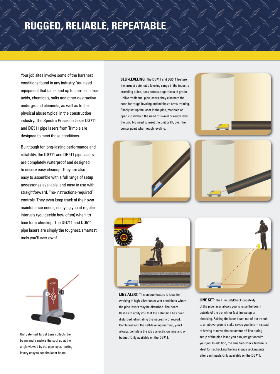 Rugged, reliable, repeatable | Spectra Precision DG511 Underground Laser User Manual | Page 3 / 6